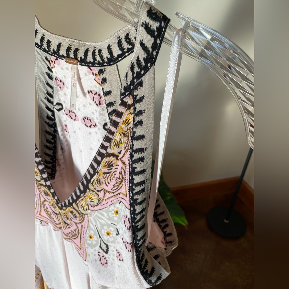 Free People Steal the Sun Pale Pink Print Boho Top or Dress XS - Picture 9 of 12